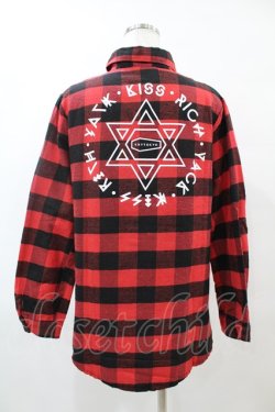 画像2: KRY CLOTHING / チェックプリントスリーブシャツ  赤 H-25-05-25-1037-EL-BL-KB-ZT0528H