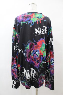 画像2: NieR Clothing / 総柄プリントロンT XL 黒 H-25-05-25-1042-PU-TO-KB-ZH