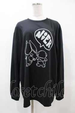 画像1: NieR Clothing / プリントLONG CUTSEW LL 黒 H-25-05-25-1043-PU-TO-KB-ZH