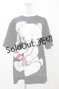 yaponskii / ピエロよだれベアTシャツ  黒 H-25-05-25-1046-PU-TO-KB-ZH