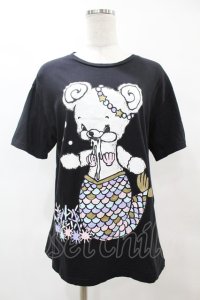 yaponskii / マーメイドよだれベアTシャツ  黒 H-25-05-25-1047-PU-TO-KB-ZH