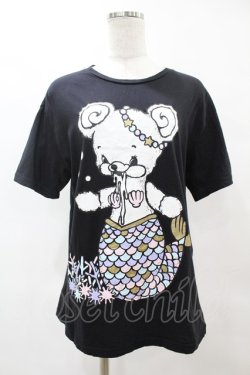 画像1: yaponskii / マーメイドよだれベアTシャツ  黒 H-25-05-25-1047-PU-TO-KB-ZH