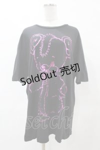 yaponskii / モヒカンよだれベアTシャツ  黒 H-25-05-25-1048-PU-TO-KB-ZH