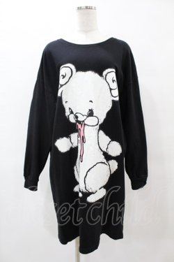 画像1: monomania / よだれベアスウェットワンピース  黒 H-25-05-25-1050-PU-OP-KB-ZH