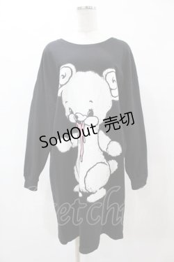 画像1: monomania / よだれベアスウェットワンピース  黒 H-25-05-25-1050-PU-OP-KB-ZH