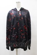 NieR Clothing / 総柄ZIPパーカー  黒×赤 H-25-05-25-1057-PU-TO-KB-ZH