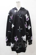 NieR Clothing / 総柄ZIPパーカー  黒 H-25-05-25-1058-PU-TO-KB-ZH