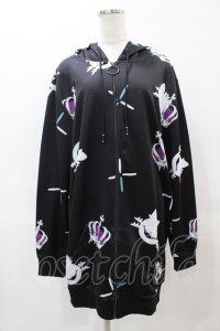 NieR Clothing / 総柄ZIPパーカー  黒 H-25-05-25-1058-PU-TO-KB-ZH