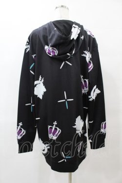 画像2: NieR Clothing / 総柄ZIPパーカー  黒 H-25-05-25-1058-PU-TO-KB-ZH