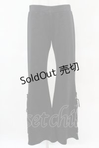 Qutie Frash / チャイナジャガードレースアップパンツ  黒 H-25-05-25-1007-QU-PA-KB-ZH