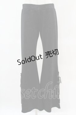 画像1: Qutie Frash / チャイナジャガードレースアップパンツ  黒 H-25-05-25-1007-QU-PA-KB-ZH