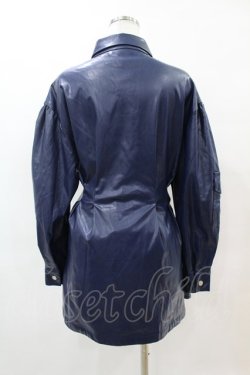 画像2: CuLLt / LEATHER JACKET ONEPIECE  ネイビー H-25-05-25-1011-PU-OP-KB-ZH