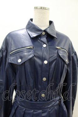 画像4: CuLLt / LEATHER JACKET ONEPIECE  ネイビー H-25-05-25-1011-PU-OP-KB-ZH