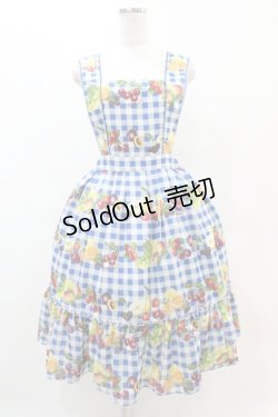画像1: Melody BasKet / Fruits BasKetサロペットスカート M ブルー H-25-05-25-1014-LO-SK-KB-ZH