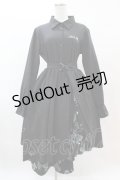 NieR Clothing / プリント切替シャツワンピース  黒×シエルプリント H-25-05-25-1015-PU-OP-KB-ZH