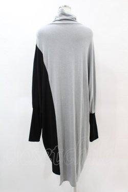 画像2: NieR Clothing / バイカラーリブロングニット  黒×グレー H-25-05-25-1022-PU-TO-KB-ZH