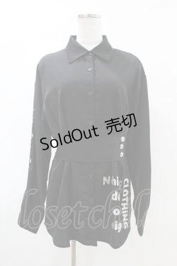 画像1: NieR Clothing / ベルト風ロングシャツ  黒 H-25-05-25-1024-PU-OP-KB-ZH