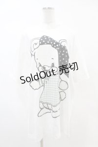 yaponskii / ギンガムTよだれベアTシャツ  白 H-25-05-25-1026-PU-TO-KB-ZH