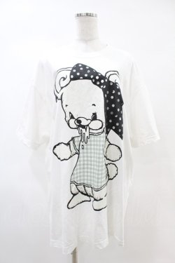 画像1: yaponskii / ギンガムTよだれベアTシャツ  白 H-25-05-25-1026-PU-TO-KB-ZH