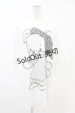画像1: yaponskii / ギンガムTよだれベアTシャツ  白 H-25-05-25-1026-PU-TO-KB-ZH