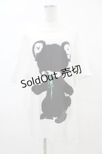yaponskii / ブラックよだれベアTシャツ  白 H-25-05-25-1027-PU-TO-KB-ZH