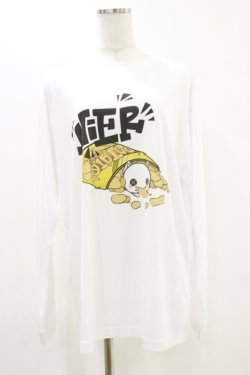 画像1: Meltyglow / プリントロングトップス XL 白 H-25-05-26-053-PU-TO-KB-ZH