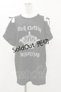 NieR Clothing / ショルダーカットカットソー F 黒 H-25-05-26-056-PU-TO-KB-ZH
