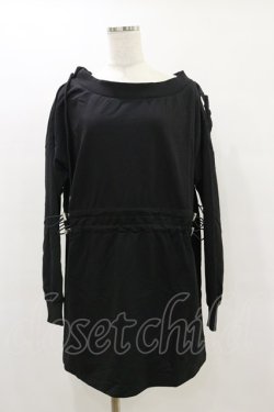 画像1: NieR Clothing / ギャザープルパーカー  黒 H-25-05-26-060-PU-TO-KB-ZH