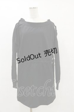 画像1: NieR Clothing / ギャザープルパーカー  黒 H-25-05-26-060-PU-TO-KB-ZH