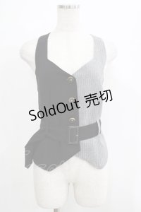 axes femme POETIQUE / ベルト付バイカラーベスト M ブラック H-25-05-27-045-AX-TO-NS-ZH