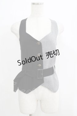 画像1: axes femme POETIQUE / ベルト付バイカラーベスト M ブラック H-25-05-27-045-AX-TO-NS-ZH