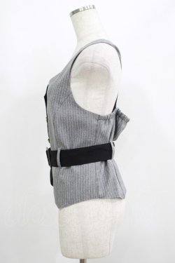 画像2: axes femme POETIQUE / ベルト付バイカラーベスト M ブラック H-25-05-27-045-AX-TO-NS-ZH