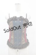 Ozz oneste / 異素材切替オーバーバストコルセットビスチェ  ブルー×レッド×ブラウン H-25-05-27-1001-OO-TO-KB-ZH