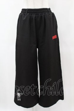 画像1: NieR Clothing / 刺繍ワイドパンツ  黒 H-25-05-27-1035-PU-PA-KB-ZT197