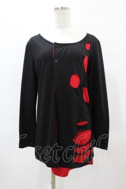画像1: Drug Honey / レイヤード風カットカーディガン  黒×赤 H-25-05-27-1044-PU-TO-KB-ZH