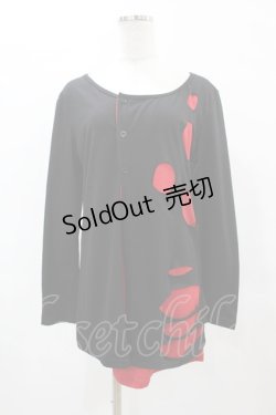 画像1: Drug Honey / レイヤード風カットカーディガン  黒×赤 H-25-05-27-1044-PU-TO-KB-ZH