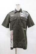 HN+DIE / カスタム半袖シャツ  カーキ H-25-05-27-1047-HN-BL-KB-ZH