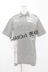 HN+DIE / カスタム半袖シャツ  カーキ H-25-05-27-1047-HN-BL-KB-ZH