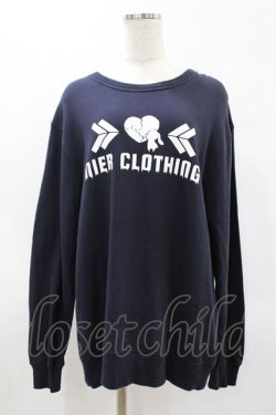 画像1: NieR Clothing / プリントLONG CUTSEW  ネイビー H-25-05-27-1049-PU-TO-KB-ZH
