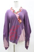 gouk / 着物衿カットソー  紫 H-25-05-27-1053-GO-TO-KB-ZH