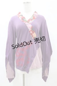 gouk / 着物衿カットソー  紫 H-25-05-27-1053-GO-TO-KB-ZH
