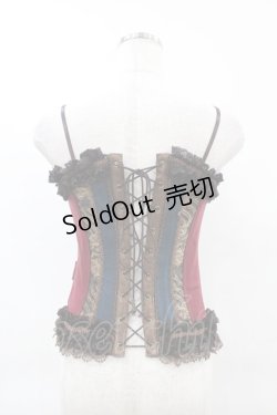 画像2: Ozz oneste / 異素材切替オーバーバストコルセットビスチェ  ブルー×レッド×ブラウン H-25-05-27-1001-OO-TO-KB-ZH