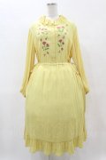 Jane Marple / クレープジョーゼットThistle embroideryドレス  イエロー H-25-05-27-1007-JM-OP-KB-ZH