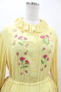 画像4: Jane Marple / クレープジョーゼットThistle embroideryドレス  イエロー H-25-05-27-1007-JM-OP-KB-ZH