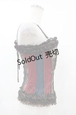 画像3: Ozz oneste / 異素材切替オーバーバストコルセットビスチェ  ブルー×レッド×ブラウン H-25-05-27-1001-OO-TO-KB-ZH