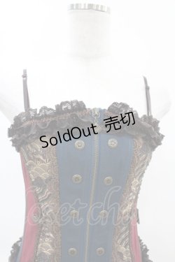 画像4: Ozz oneste / 異素材切替オーバーバストコルセットビスチェ  ブルー×レッド×ブラウン H-25-05-27-1001-OO-TO-KB-ZH