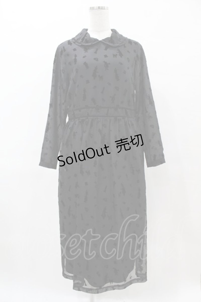 画像1: Jane Marple / Queen Aliceリボントリムドレス  ブラック H-25-05-27-1010-JM-OP-KB-ZH (1)