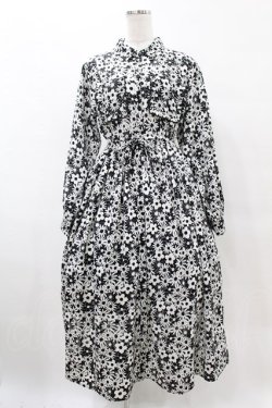 画像1: merry jenny / 2トーンフラワーシャツワンピース  ブラック H-25-05-27-1024-LO-OP-KB-ZH