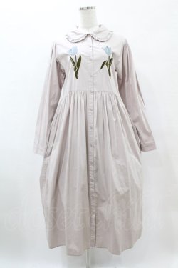画像1: merry jenny / 二輪のtulipシャツワンピース  グレー H-25-05-27-1027-LO-OP-KB-ZH