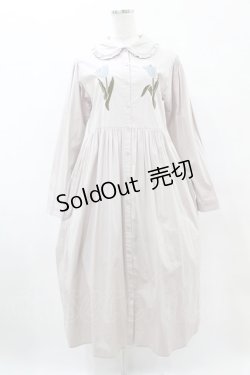 画像1: merry jenny / 二輪のtulipシャツワンピース  グレー H-25-05-27-1027-LO-OP-KB-ZH